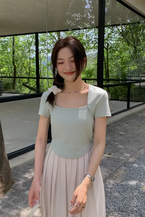 西西里安 レディース短袖UネックTシャツ【フィット感・夏用・小柄向け】