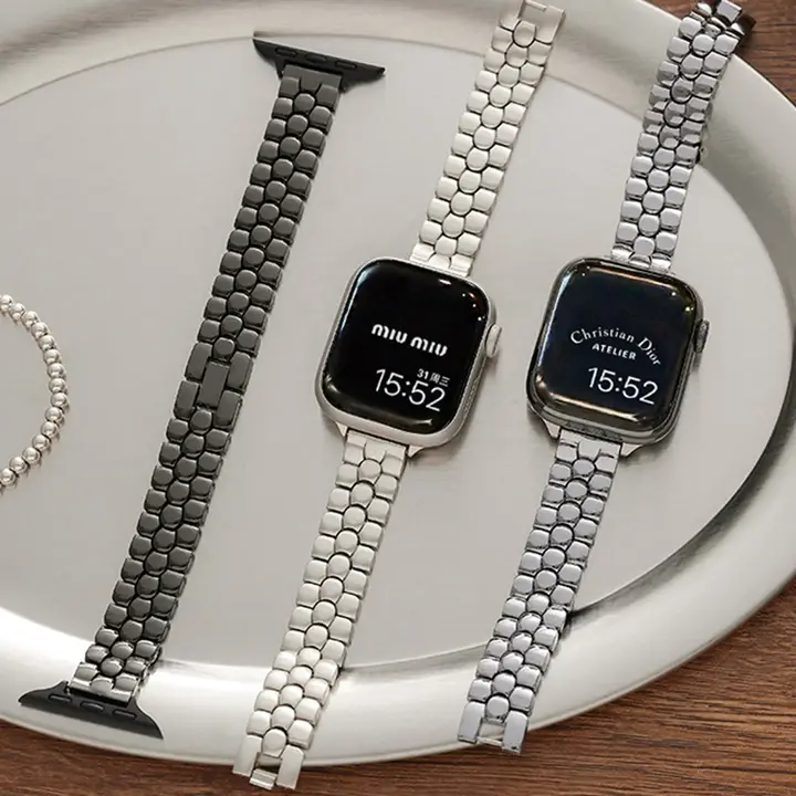 夏にぴったりの水滴デザイン金属バンドApple Watch用ストラップ【透湿・ジュエリーデザイン・女性用】（セットアップ対応）