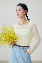 HeyDress リネンニット UVカットトップス【夏用・フレンチスタイル・ウエストデザイン】