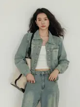 水洗い加工のレトロデザイン デニムジャケット ＆ パンツ【カジュアル通勤・春秋用】（セットアップ対応）