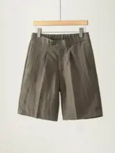 ハーフパンツ メンズ リヨセル混紡 ウエストギャザー ストレート 膝下丈 カジュアル 夏 通気性 立体裁断 「LUUD」