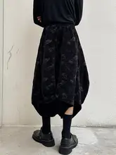 極上の柔らかさ！ベルベット製ルーズフィットワイドパンツ【花柄・レトロデザイン】