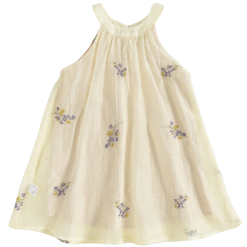夏用 子供用ノースリーブ刺繍サロペットドレス【公 princess スタイル・エレガント】（セットアップ対応）