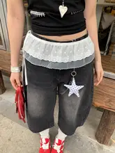 白色レースフリルのスカートカバー【デニムパンツとの重ね着に最適・トレンドアクセサリー】