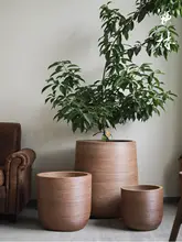 ヴィンテージスタイル 陶製大花盆【大口径・グリーン植物用】