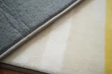 極上の柔らかさの抗菌海綿複合ラグ【黄色・灰色・青のチェック柄】