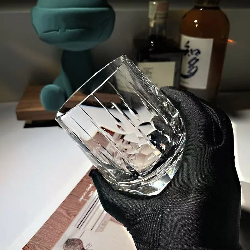 K9水晶製の千棱鏡デザインウィスキーグラス【無鉛・手作り・ペア用】（セットアップ対応）