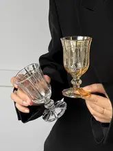 レトロ彫刻デザインのシャンパングラス【バロックスタイル・軽やかで上品・冷飲用】