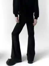 高級感漂うブラックウエストゴムの微喇叭パンツ【ストレッチ・メンズ】