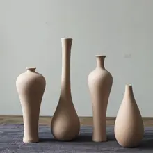 景徳鎮製 陶器製 花瓶【ドライフラワー用・インテリア装飾・シンプルデザイン】