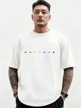 カラフルなアルファベットデザインのメンズTシャツ【コットン・夏用・ゆったりフィット】