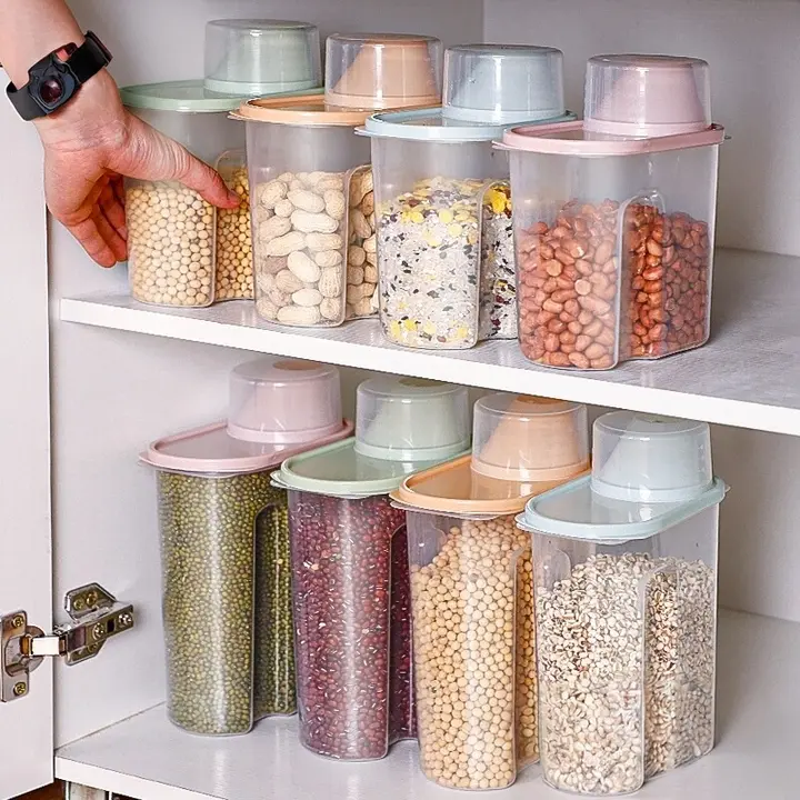 プラスチック製 穀物収納ボックス【キッチン用・密閉容器・豆類保存】