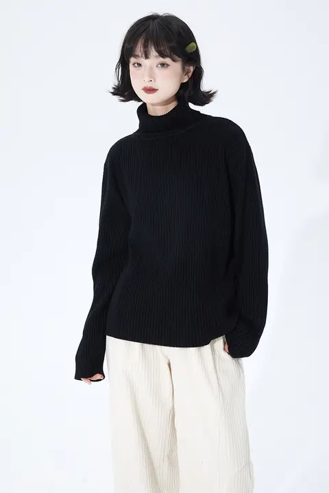 高級感あふれるデザイン！四色展開の高首ニット毛衣【厚手・暖かい・冬用】（セットアップ対応）