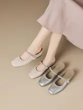 シルバーの包み足半分スリッパ【女性用・夏用・フレンチスタイル・極上の柔らかさ】