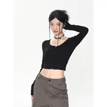 春秋用 ニットカーディガン【女性用・フィットデザイン・長袖・ショート丈・コーディネートに最適】