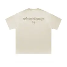Tシャツ メンズ 半袖 厚手 クロス レター刺繍 ヴィンテージ加工 アメリカン風 ストリート テクニカル