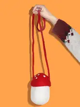 ショルダーバッグ スマホポシェット レディース キッズ ガールズ ウールフェルト キノコ ふっくら かわいい 手提げ 親子