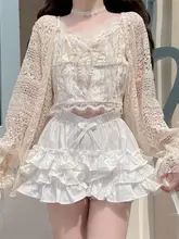 女性用フリル付きケーキスカート風パンツ【夏用・透け防止・タイトなデザイン】（セットアップ対応）