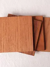 ミャンマー産 ユーカリ材のスクエアコースター【シンプルデザイン・薄型】