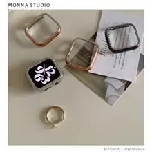 Apple Watch 対応 ケース カバー ラインストーン キラキラ メッキ加工 「Monna」