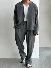 テクスチャー感のあるカジュアルスーツ【春秋用・ジャケット・ストレートパンツ】（セットアップ対応）
