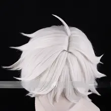 白色の反り短髪コスプレウィッグ【リアルスカルプ・スタイリング簡単】