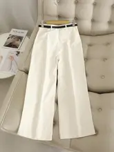 ウエストベルト付き ハイウエストストレートデニムパンツ【カジュアル・レディース・九分丈】（セットアップ対応）