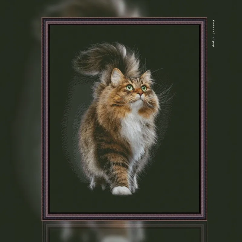 現代的な刺繍アートプリントの動物デザイン：シンプルで清潔感のあるリビング用
