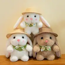 可愛い帽子付きのうさぎぬいぐるみ【ファーレトリボン・おやすみ用・子供用誕生日ギフト】