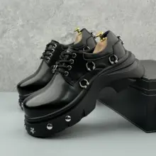 ブラックレザーシューズ【メンズ・ロックスタイル・厚底・個性的】