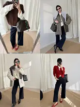 秋冬用のカジュアルデニムパンツ【ゆったりストレート・九分丈】（セットアップ対応）