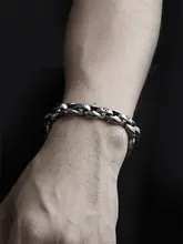 S925純銀製のシンプルなマルタ十字架ブレスレット【メンズ・バイカースタイル】