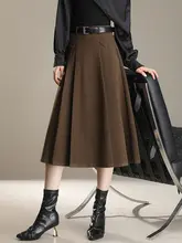 おしゃれなウール製プリーツスカート【Aライン・ミドル丈・大きいサイズ対応】（セットアップ対応）