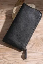 本革長財布【ジッパータイプ・シンプルデザイン・男性用・スマホポケット付き】