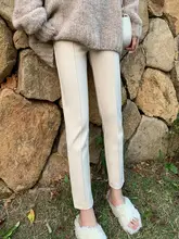 高腰毛織りパンツ【スリムフィット・カジュアル・レトロデザイン・九分丈】（セットアップ対応）