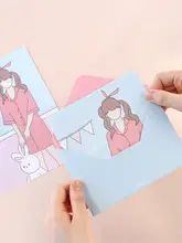 可愛らしいイラスト入りの手紙セット【恋人や友達に最適・封筒付き】（セットアップ対応）