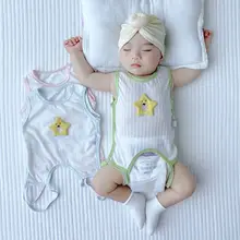 夏用コットン製 ベビー腹部保護ロンパース【薄手・半そで・新生児用】