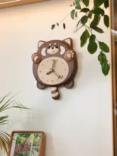 掛け時計 かわいいパンダ 家庭装飾 無垢材 創造的な壁面