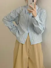 春夏用 ブルーストライプシャツジャケット【薄手・フィット・短丈】
