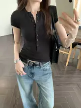 浅灰色 ヘンリーネック半袖Tシャツ【女性用・スリムフィット・夏用】