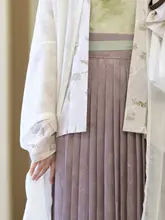 四季の花柄紫色百迭スカート【宋風・日常漢服・春夏用】（セットアップ対応）