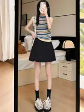 大きいサイズ 冷感生地のショートパンツ【夏用・薄手・ワイドレッグ・アシンメトリックデザイン】（セットアップ対応）