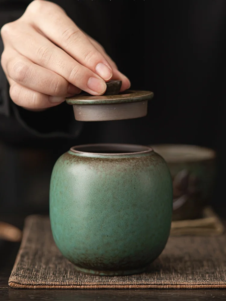 陶器製紅茶保存容器青野釉未封口デザイン：長期間保存に最適な素材とデザインのバランス