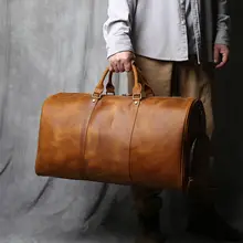 本革製トラベルバッグ【レトロなデザイン・牛革・ジム用】