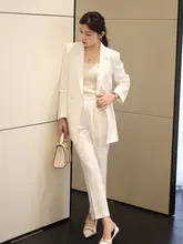レディース ホワイト カジュアルスーツ セット【春秋用・薄手・デザインジャケット2点セット】