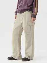 714street メンズ ゆったりワイドストレートワークパンツ【アメリカンヴィンテージ・水洗い加工・厚手】