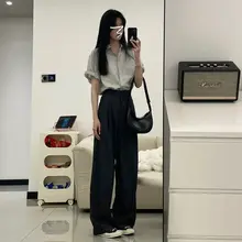 グレー 半袖シャツ レディース【夏用・ゆったりデザイン・カジュアル】