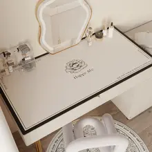 防水でお手入れ簡単！モダンな化粧台用デスクマット【高級感あるデザイン・柔らかい質感】
