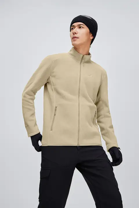 PIONEER CAMP 冬季用メンズアウトドアフリースジャケット【ポーラテック素材・立ち襟・加毛仕様】