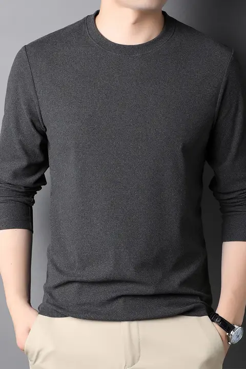 メンズ長袖クルーネックTシャツ【シンプルデザイン・カジュアルスタイル】